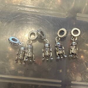 Pandora Silver Star Wars R-2 D-2 Robot Charms lot of (5)